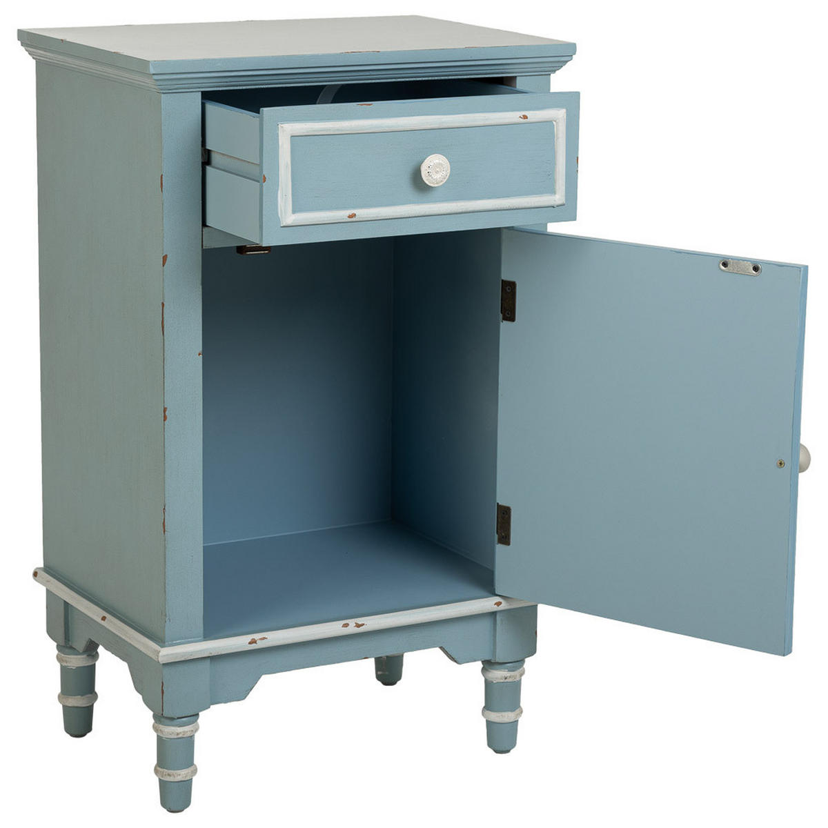 NACHTTISCH aus Holz, blau, 46x33x74cm - Blau, Holz (46/74/32.5cm) - Wanderlust