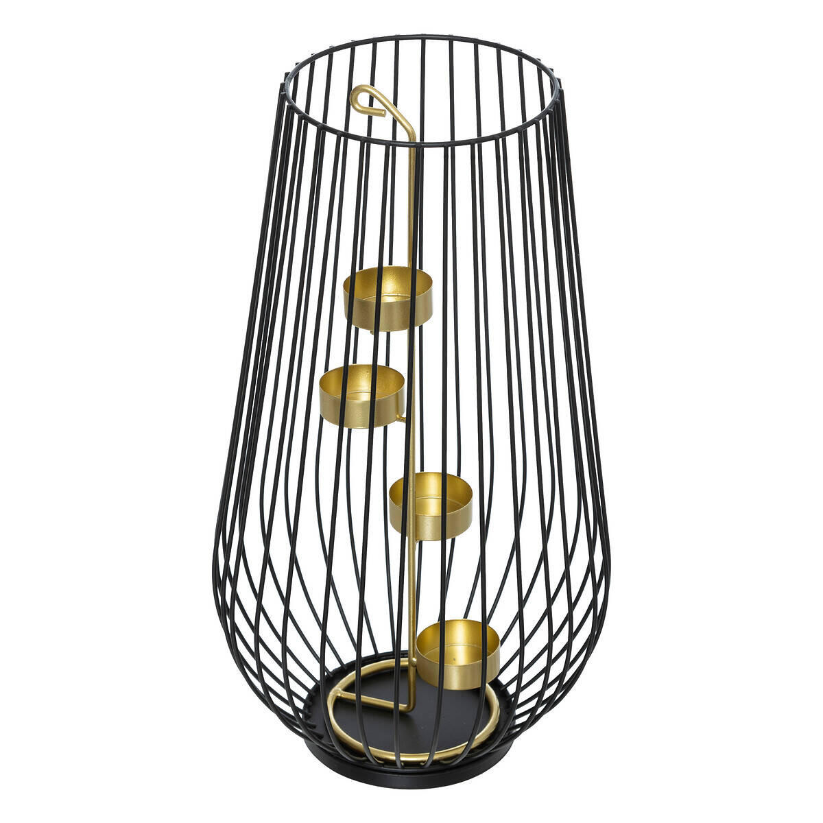 TEELICHTHALTER Metall Gold Detail 45 cm - Schwarz, Metall (20/35cm) - Atmosphera Createur d´interieur