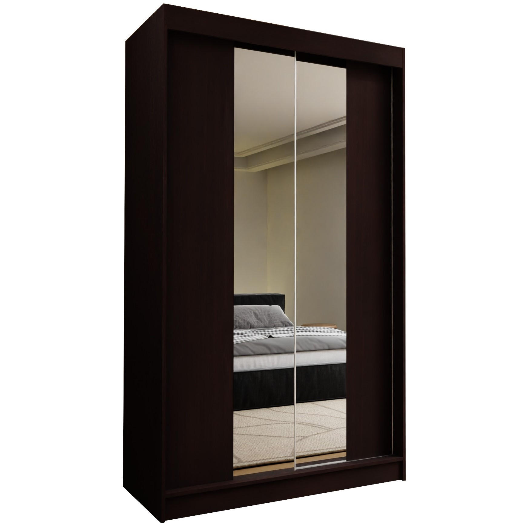 SCHWEBETÜRENSCHRANK LUCENZA 120/216/61 cm 2-türig mit Spiegel Wengefarben - Wengefarben, Holzwerkstoff (120/216/61cm) - MASSENO