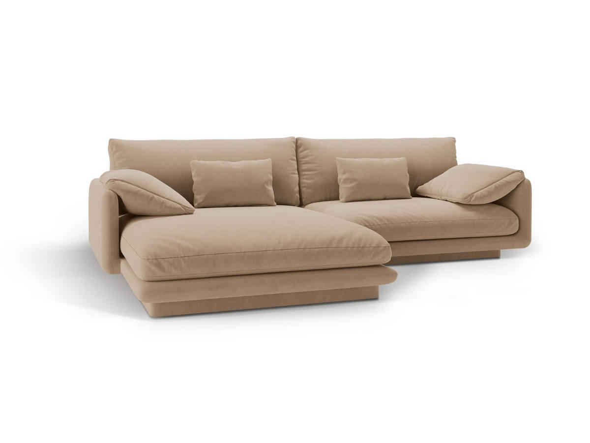 ECKSOFA links Torino aus Samt sandfarben 4 Sitzplätze - Sandfarben, Textil (170/250cm) - Micadoni