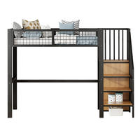 HOCHBETT 90/200 cm aus Metall mit Leiter und Kleiderschrank in Schwarz - Schwarz, Metall (90/200cm) - Flora Grace