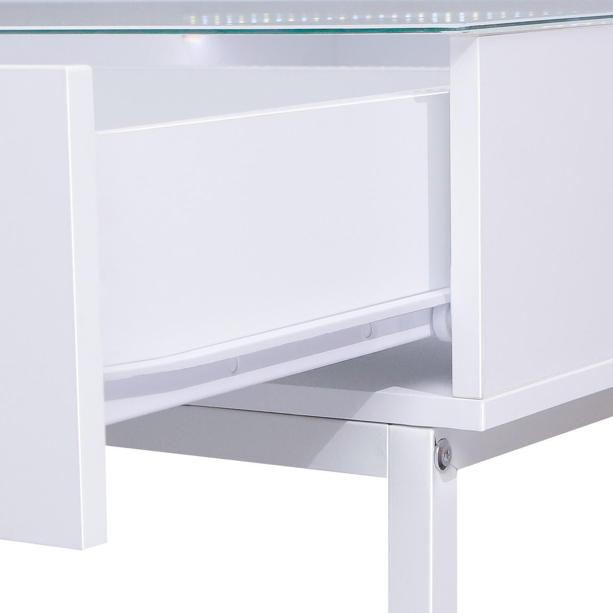 SCHMINKTISCH mit 2 Schubladen 100/55/81 CM und LED Beleuchtung Schminkspiegel Lichtleiste weiß 30/41 cm - Weiß, Holz/Metall (55/81/100cm) - VANITII