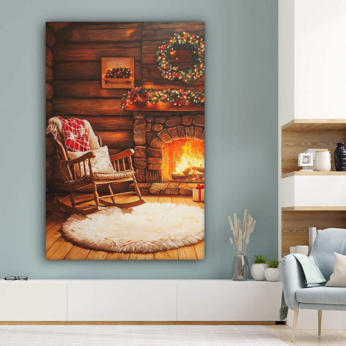 SLIKA NA PLATNU Zima 90x140 cm - barve jantarja, tekstil (90/140cm) - MuchoWow