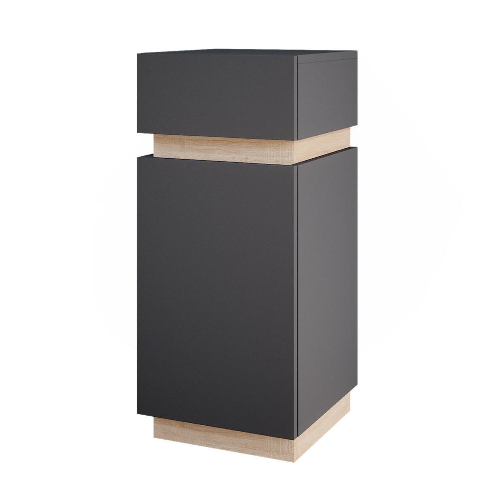 MIDISCHRANK Gloria Anthrazit 33 x 75.5 cm mit Tür und Schublade - Anthrazit/Sonoma Eiche, Holzwerkstoff (33/75.5/35cm) - Vicco