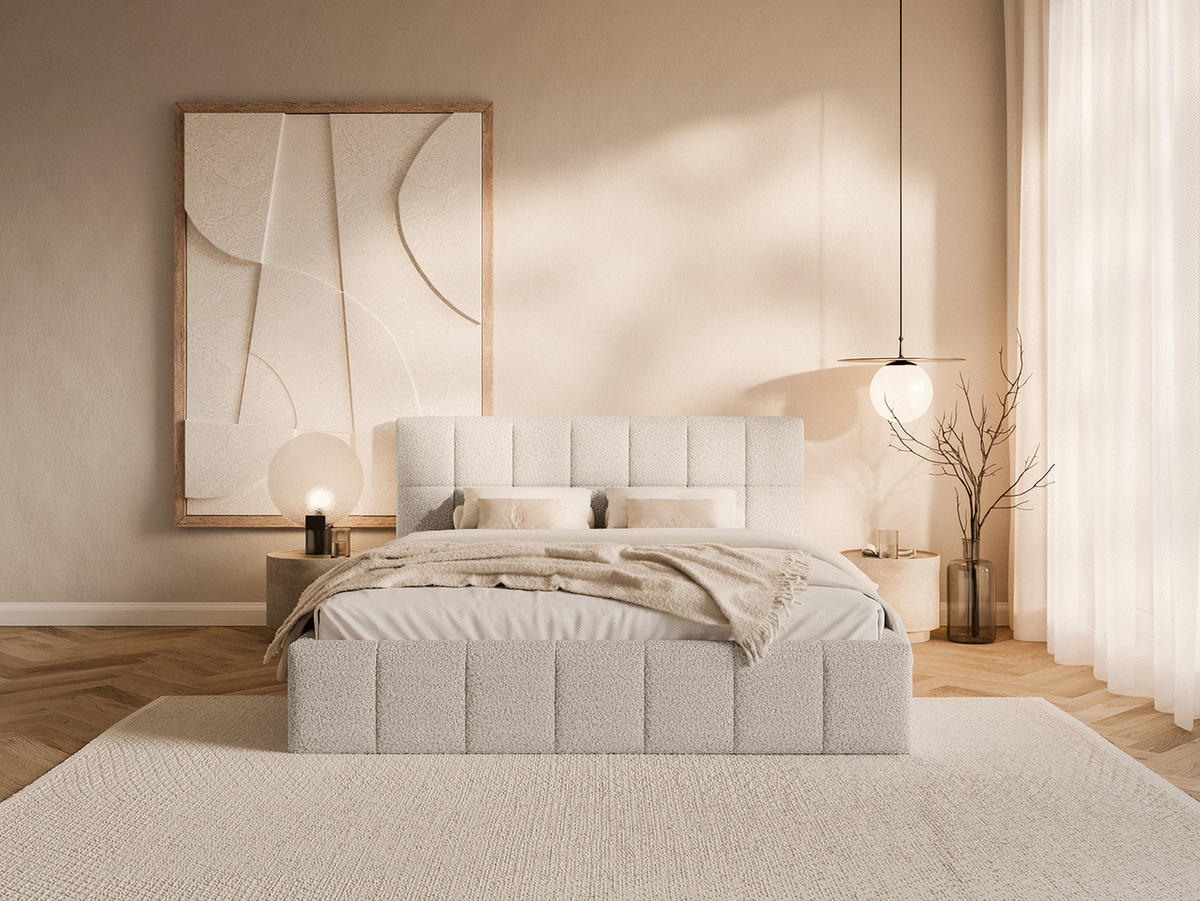 POLSTERBETT Moura 180x200 cm, Cremeweiß - Creme, Textil (180/200cm) - Fedve