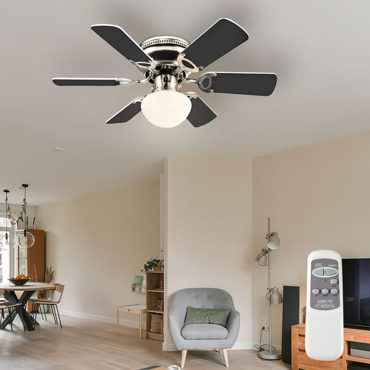 DECKENLEUCHTE UGO Weiß Glas - Weiß, Metall (76/76/28cm) - Globo Lighting