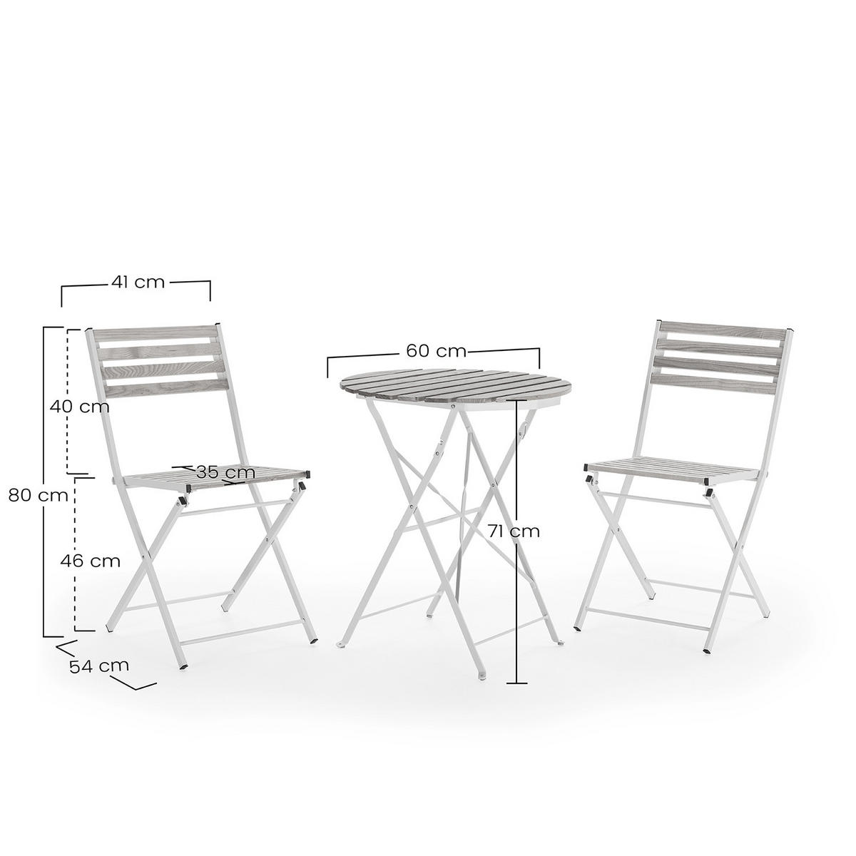 BALKONSET Ambar 3-teiliges - Weiß, Metall - VS Venta-stock