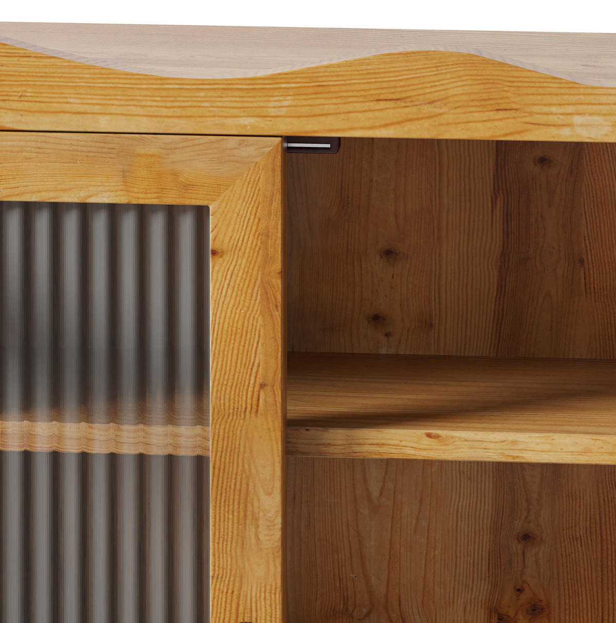 KÜCHENOBERSCHRANK 100/20/80 cm mit 4 Türen, offenen Haken und herausnehmbaren Böden, Massivholz und Glas, Natur - Naturfarben, Holz (100/80/20cm) - Redom