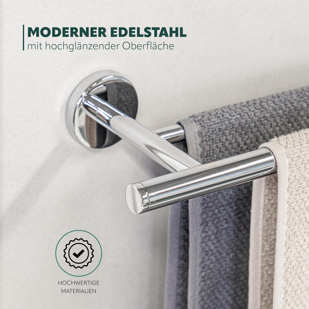 BADETUCHSTANGE LUCENTE, Edelstahl verchromt - Chromfarben, Metall (69/6/13.5cm) - bremermann