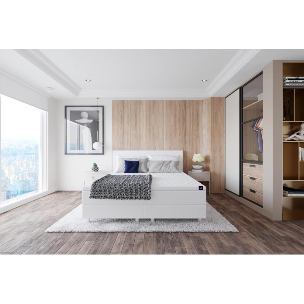 BOXBETT, Polsterbett Sawana mit Bonellfederkern-Matratze und Topper Schlafzimmer - Weiß, Holz/Holzwerkstoff (140/200cm) - Best For Home