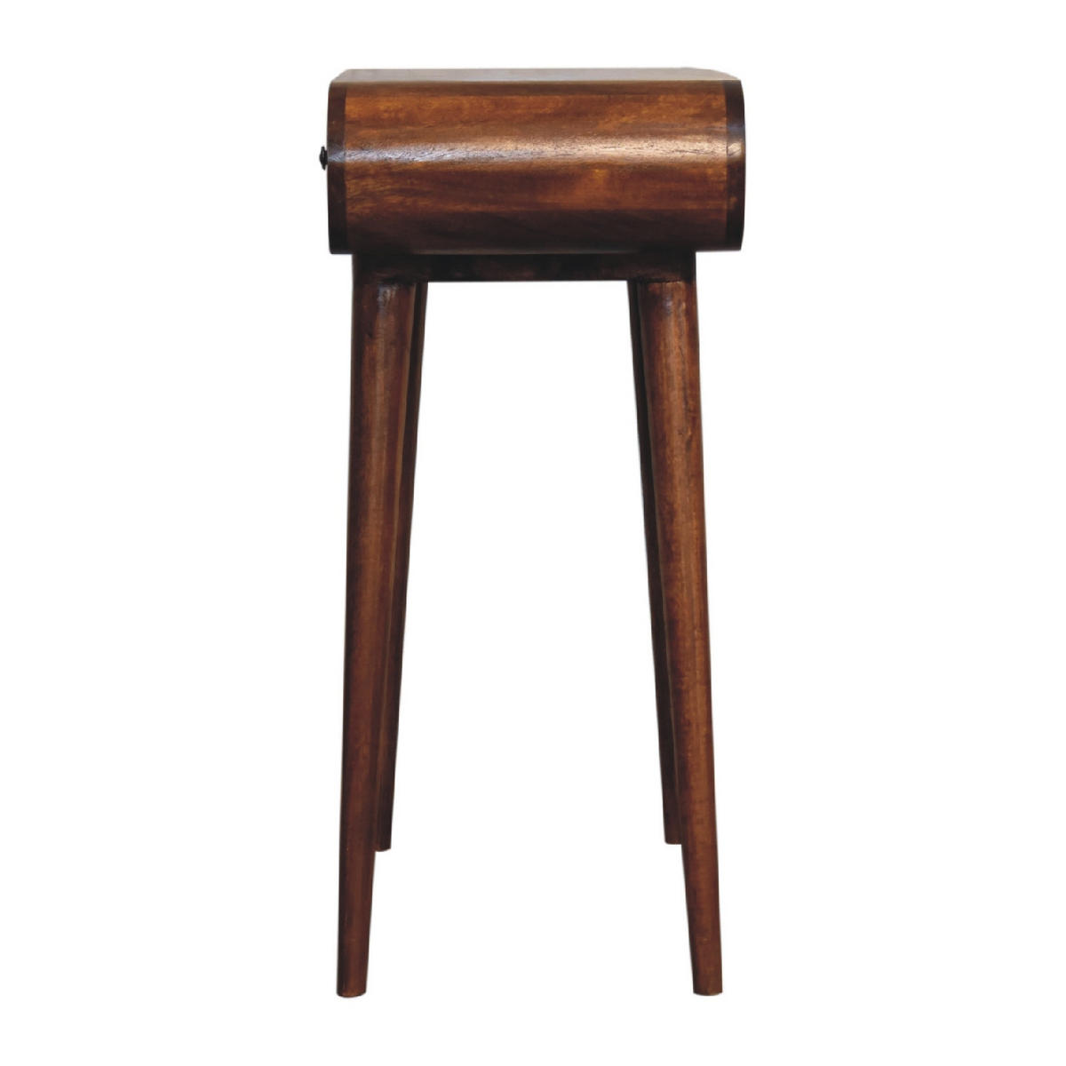 SCHMINKTISCH mini rund klappbar im Kastanienholz-Finish mit 1 Schublade. - Dunkelbraun/Messingfarben, Mangoholz/Holz (70/79/35cm) - Artisan Furniture