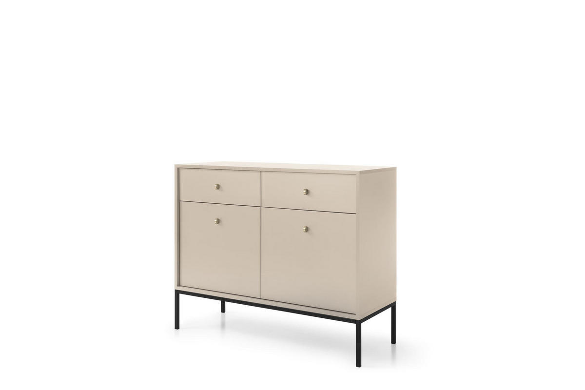 KOMMODE - kommode Melody II 2D2S Beige + Schwarz - Beige/Schwarz, Holzwerkstoff (104/83/39cm) - Möblo