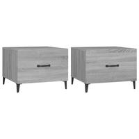 COUCHTISCHE mit Metallbeinen 2 Stk. Grau Sonoma 50x50x40 - Grau, Holzwerkstoff (50/50/40cm) - furnicato
