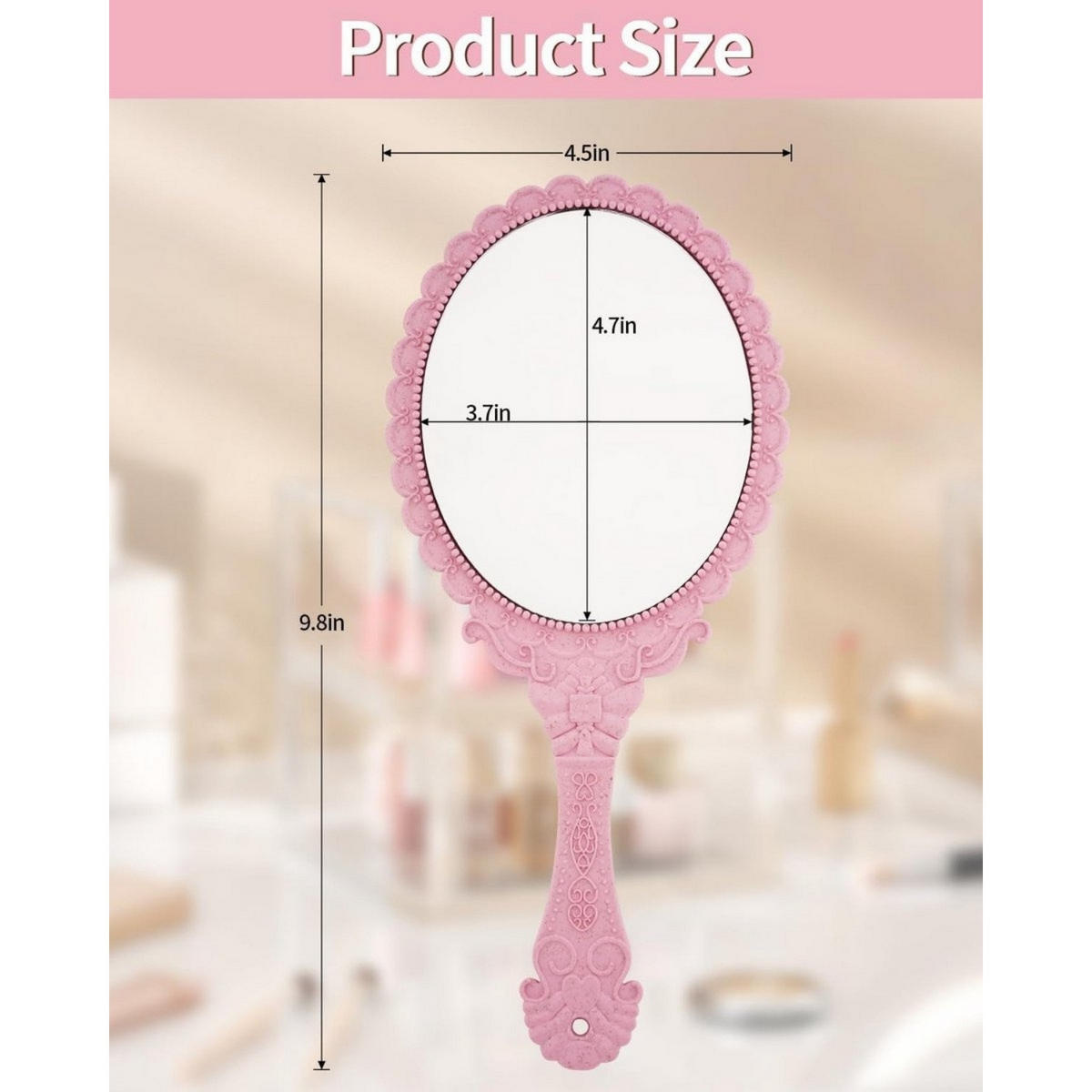 TASCHENSPIEGEL Rosa Vintage Make-up Haarpflege - Pink, Kunststoff (11.4/3/22.8cm) - MCBOSON