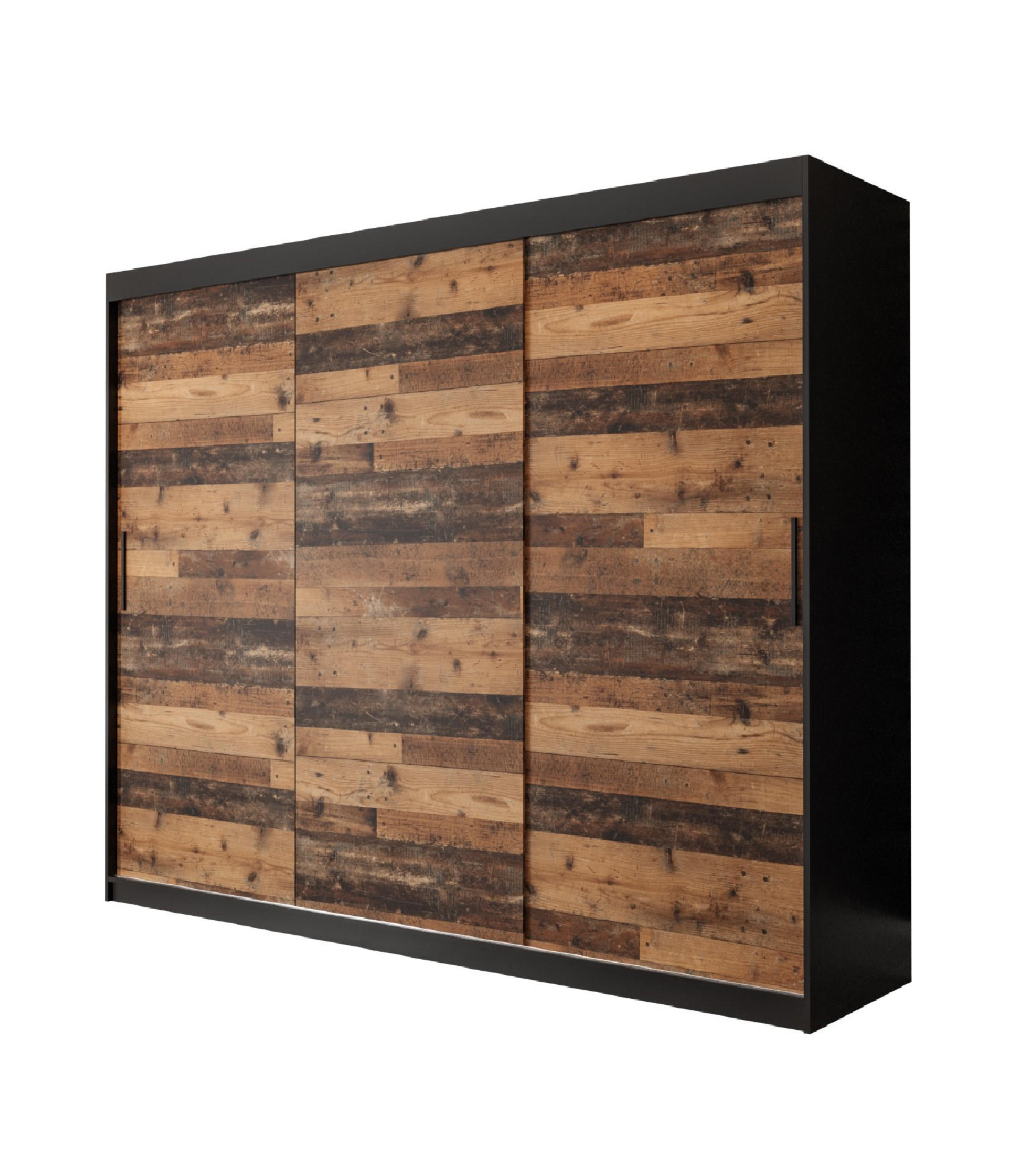 SCHWEBETÜRENSCHRANK 200/250/62 3-türig - Schwarz, Holz/Kunststoff (250/200/62cm) - MÖBEL KRYSPOL