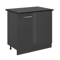 ECKUNTERSCHRANK R-Line Anthrazit Hochglanz 86 cm , AP Anthrazit - Schwarz Hochglanz/Anthrazit, Holzwerkstoff (86/81.6/60cm) - Vicco