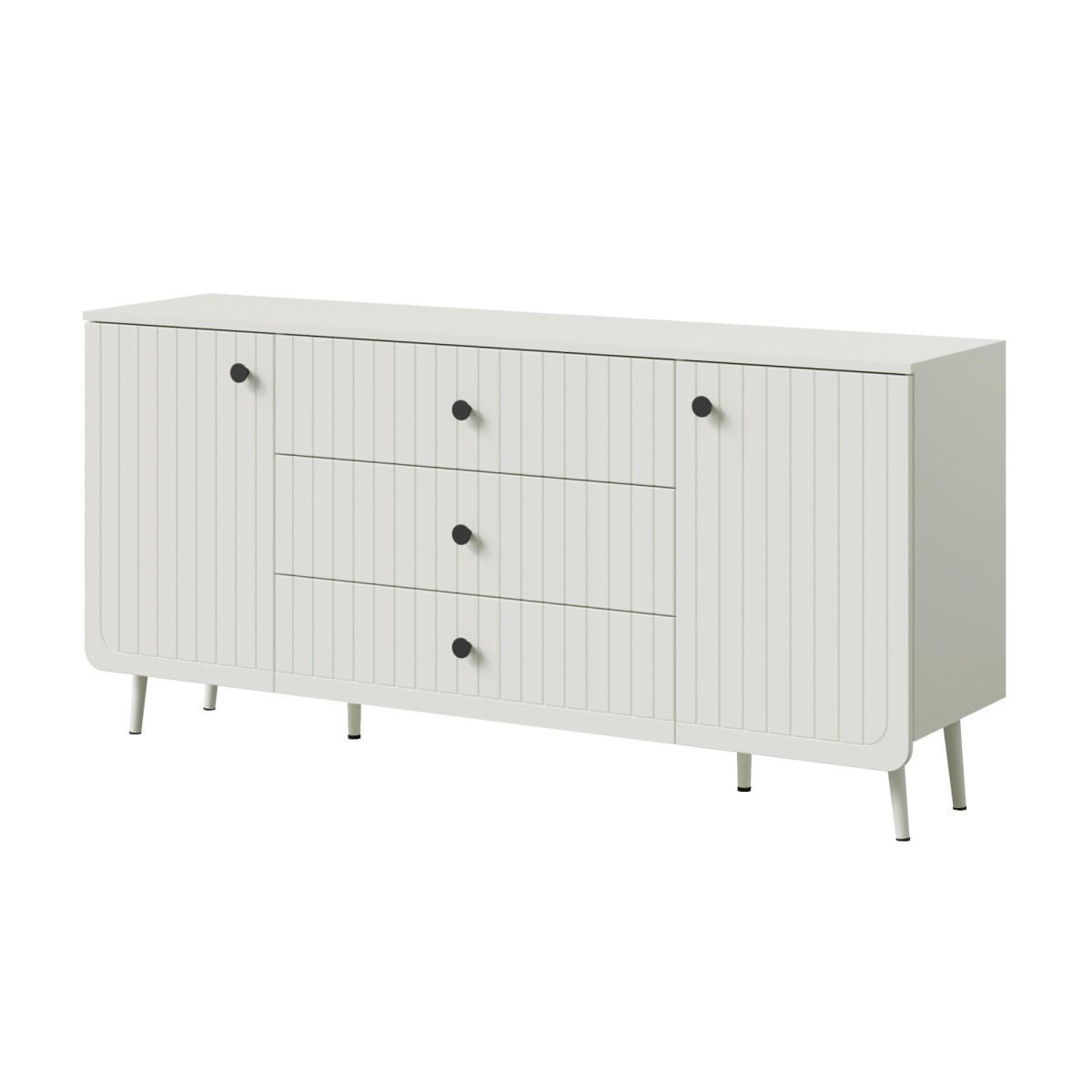 KOMMODE mit Schubladen Chloe 2D3S 165 Weiß (schwarzer oder goldener Griff) - Schwarz/Weiß, Holzwerkstoff/Kunststoff (165/78/40cm) - mzm24