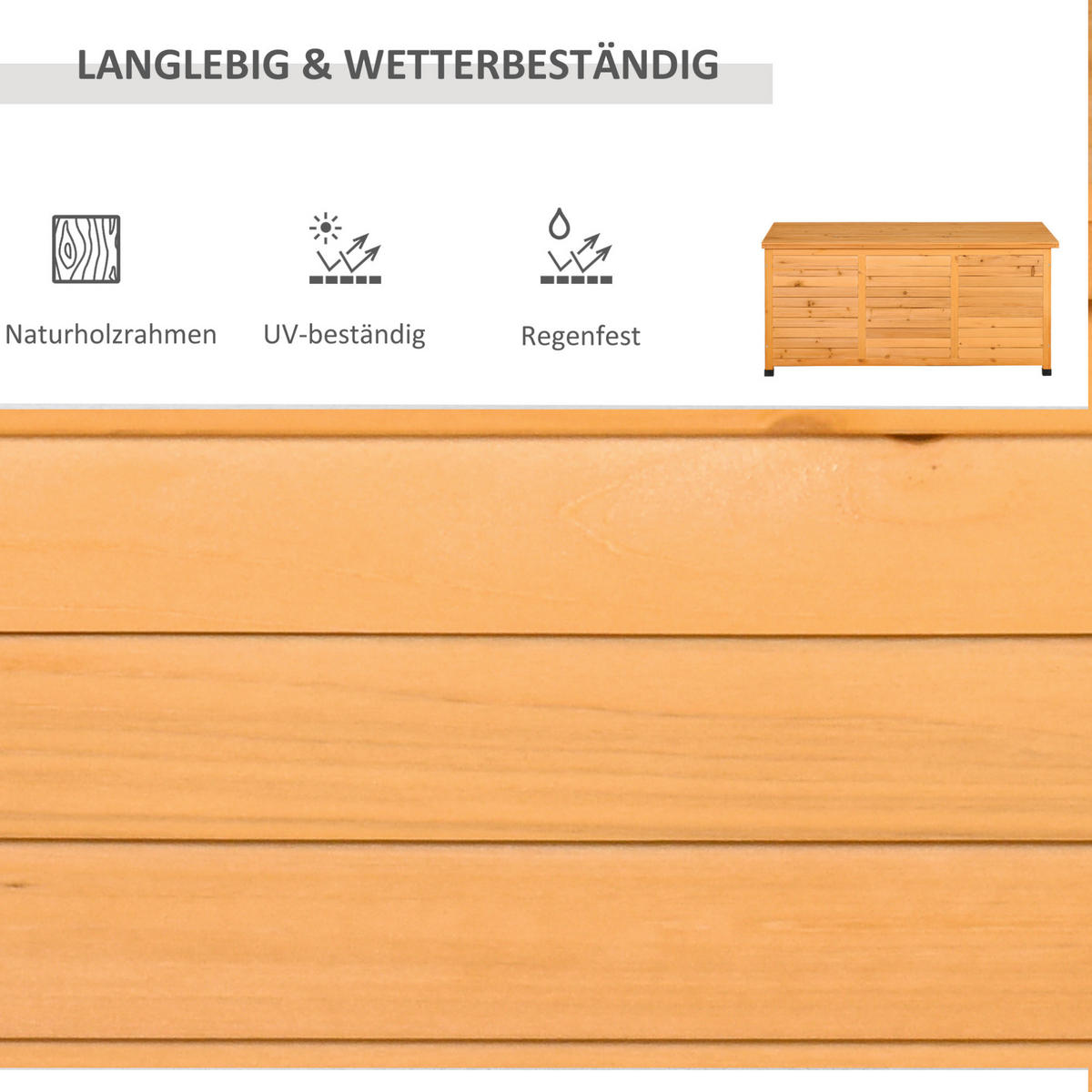 GARTENBOX 127/56/60 cm aus Fichtenholz mit aufklappbarem Deckel und viel Stauraum, Gelb - Gelb, Holz (56/60/127cm) - Redom