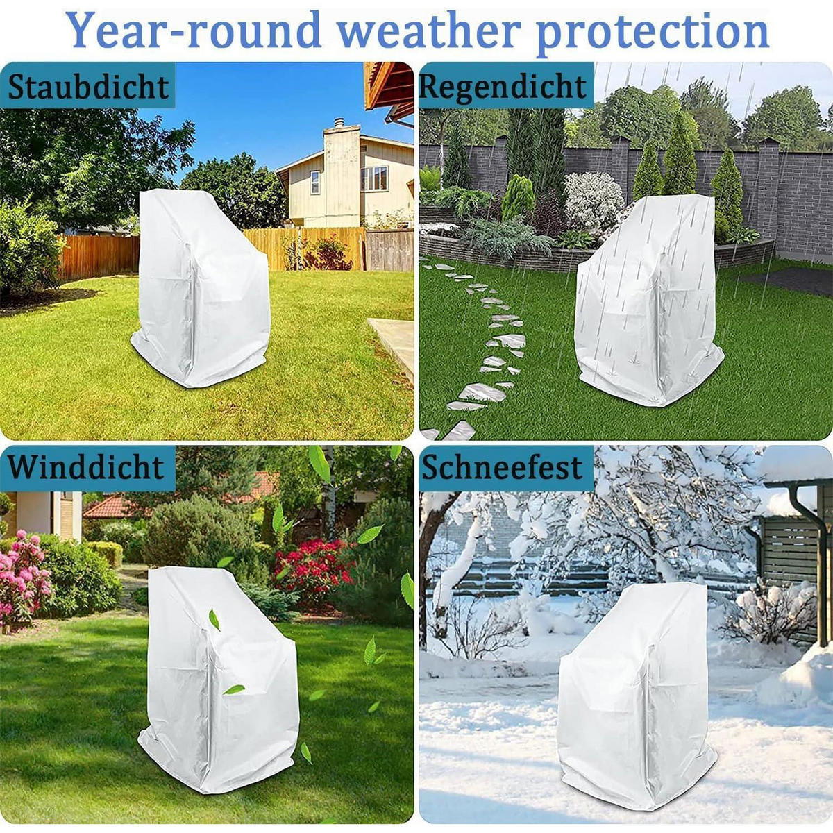 SCHUTZHÜLLE für Gartenstühle 70 x 70 x 80/120 cm Oxford Polyester UV-Beständig - Weiß, Textil (80/120/70cm)