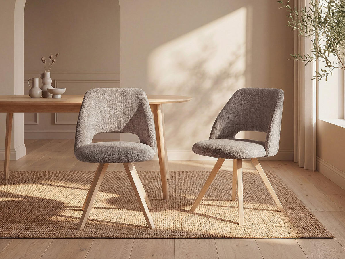 STUHL - 53.5 cm x 58 cm - stoff - taupe Vesiani - Taupe, Textil (53.5/81/58cm) - Vente-Unique