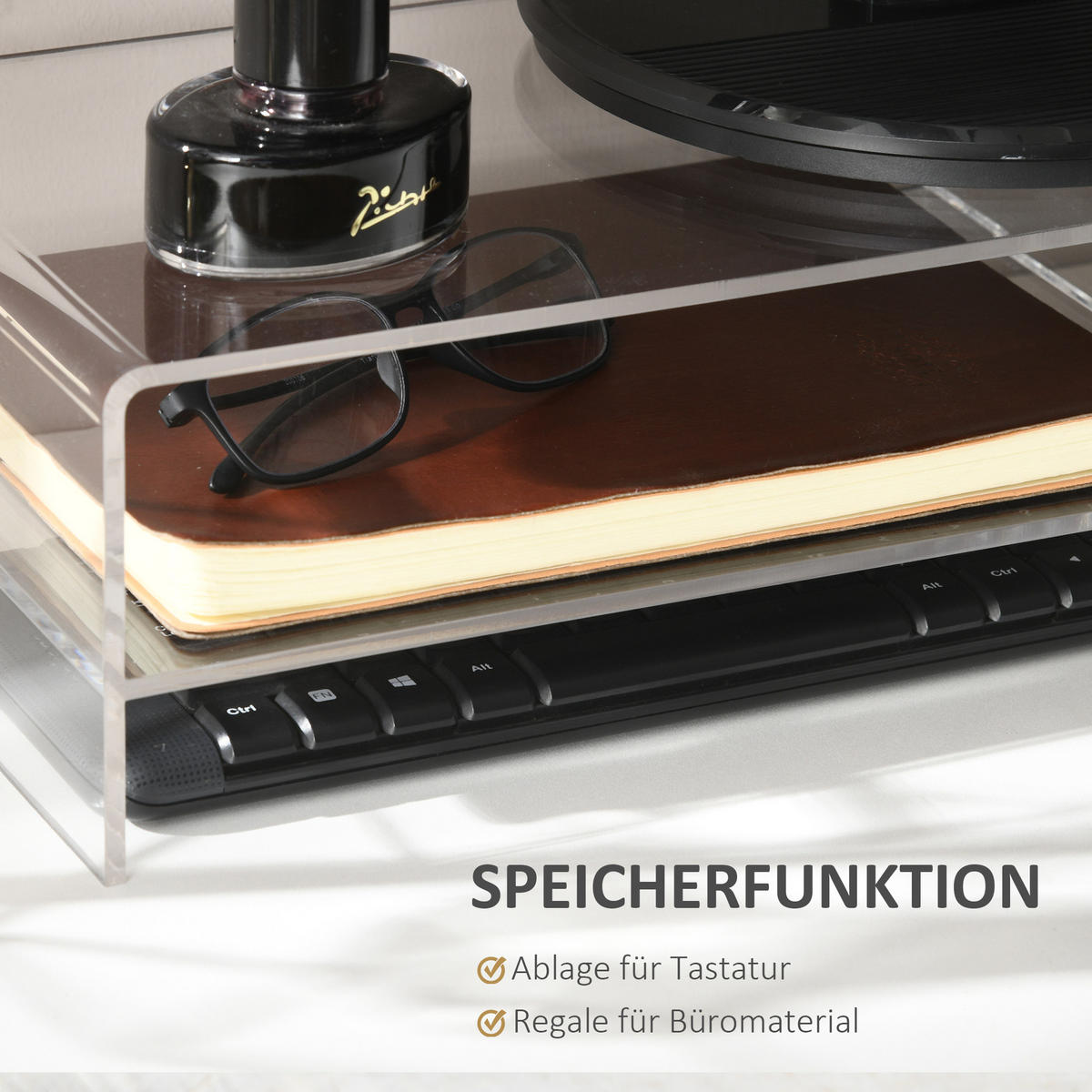 MONITORSTÄNDER - Transparent, Kunststoff (50.8/19/12cm) - HOMCOM