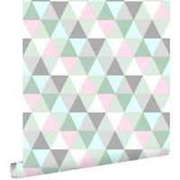 TAPETE Dreiecke 53 cm x 10.05 m - Pink, Papier (53/0.1cm) - ESTAhome