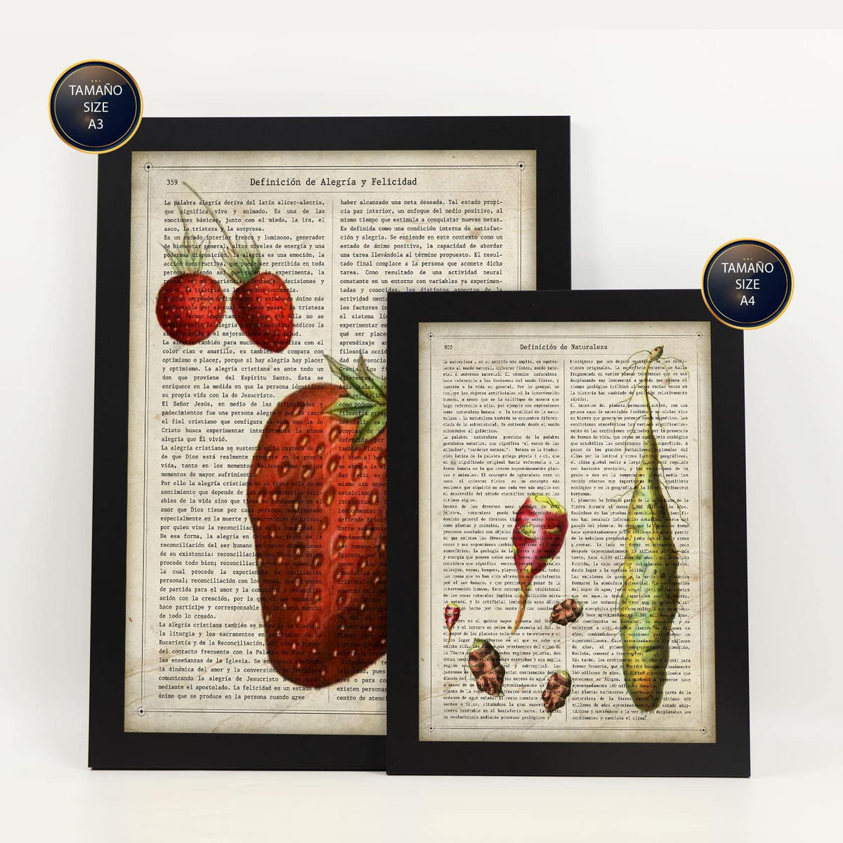 POSTER Set Mit 6 Ästhetische Küche Größe A3 & A4 Schwarzer Rahmen - Schwarz, Papier (29.7/1cm) - Nacnic