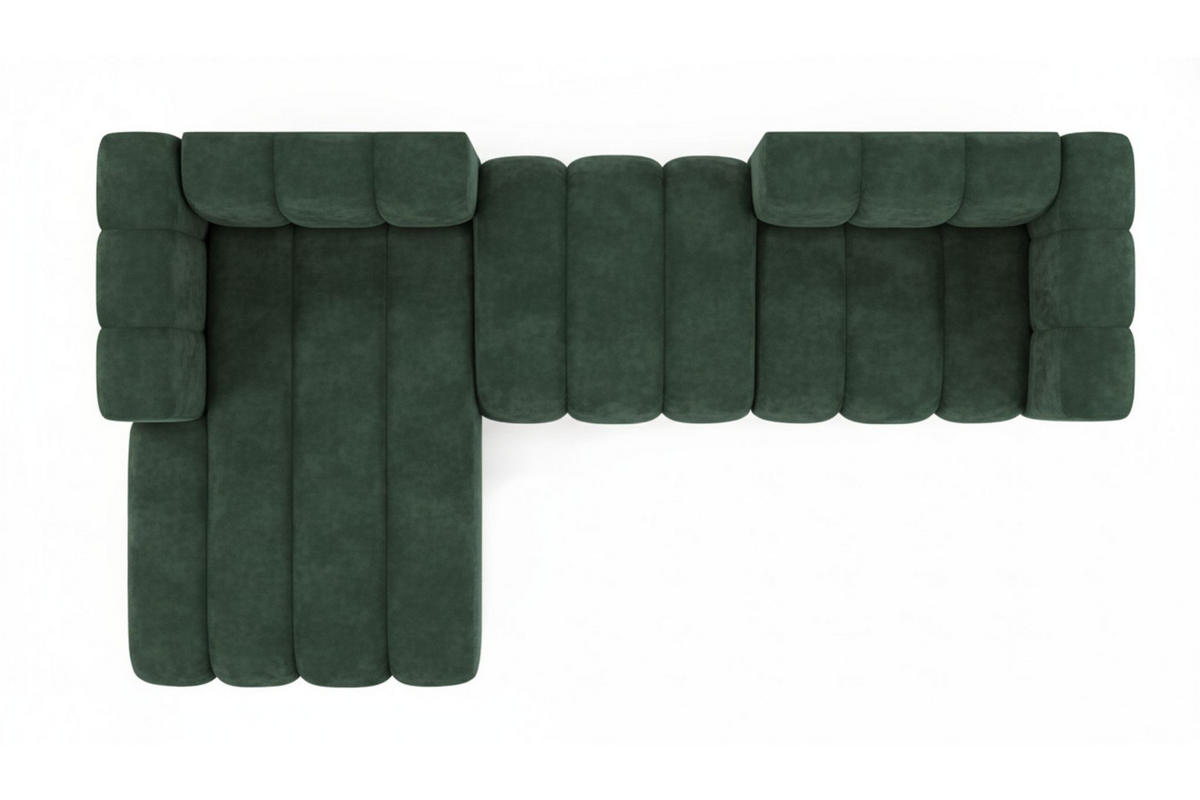 ECKSOFA L-Form Grand L 319 cm, Veloursstoff Salvador, Grün, Links - Grün, Holz (319/179cm) - Kaiser Möbel