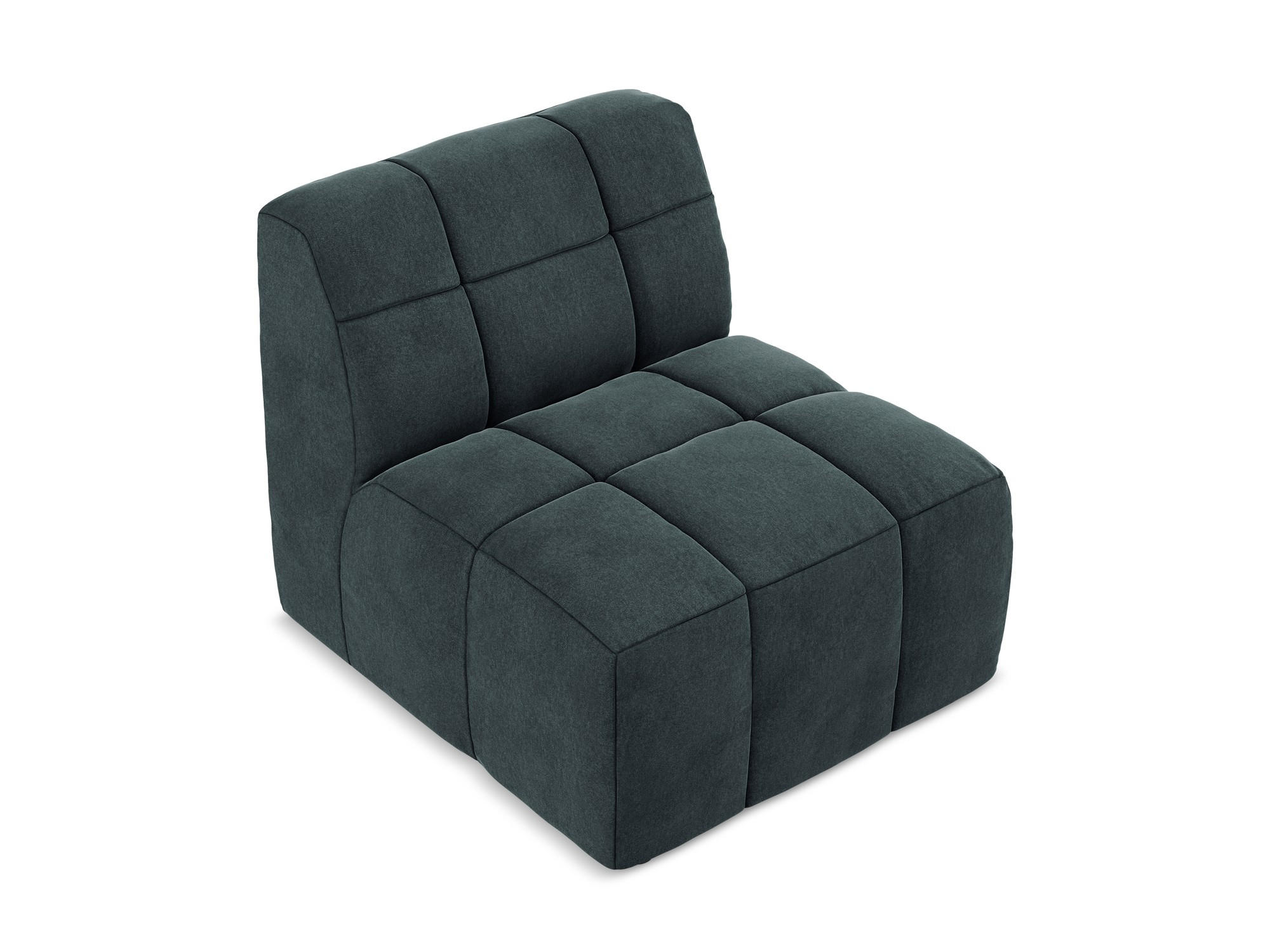 SOFAELEMENT Samt Stoff Blau - Petrol/Schwarz, Holzwerkstoff/Kunststoff (75/77/90cm) - Makamii