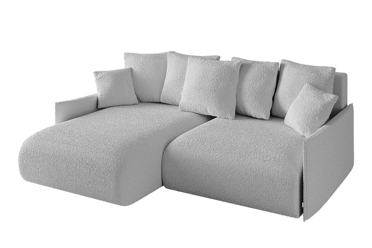 ECKSOFA mit Schlaffunktion und Bettkasten ONESK-L -v1 208x165x40 Hellgrau Bouclé - Hellgrau, Holzwerkstoff/Kunststoff (208/165cm) - ALTDECOR