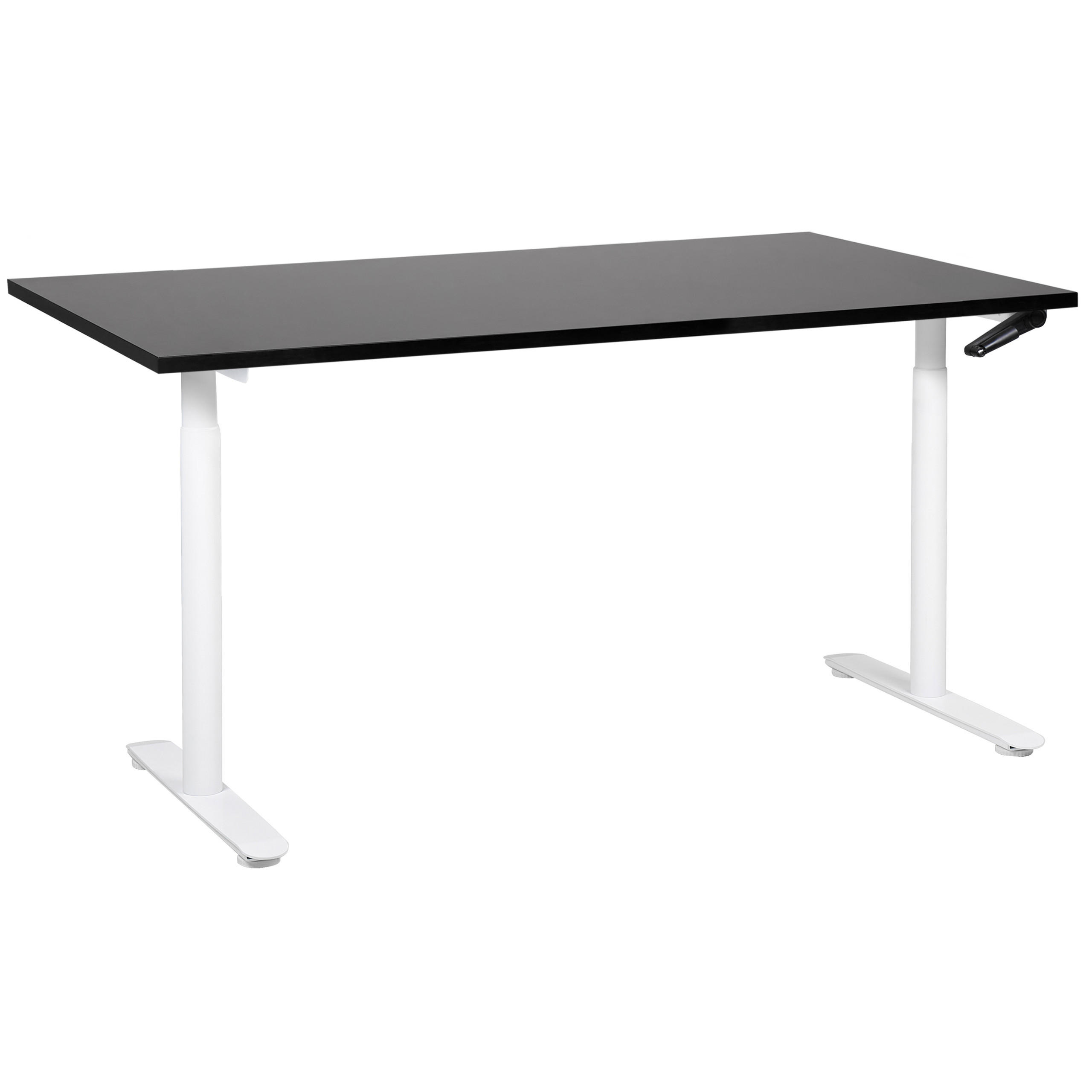 HÖHENVERSTELLBARER SCHREIBTISCH Manuell 160/72 cm Schwarz Destin IV - Schwarz/Weiß, Holzwerkstoff (72/160/74cm) - Beliani