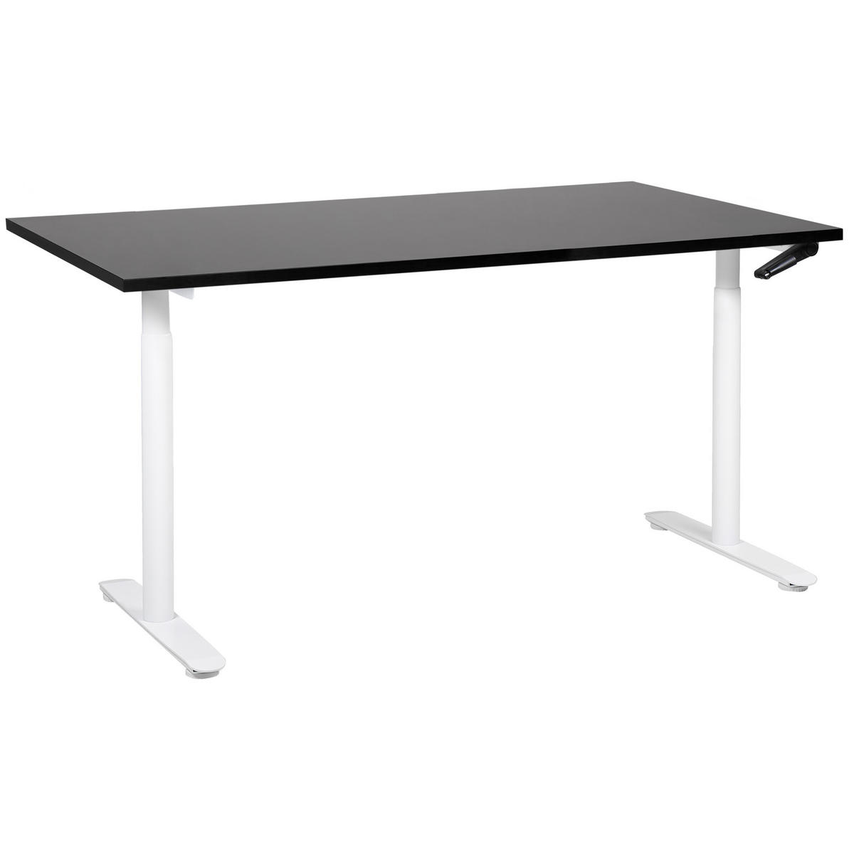 HÖHENVERSTELLBARER SCHREIBTISCH Manuell 160/72 cm Schwarz Destin IV - Schwarz/Weiß, Holzwerkstoff (72/160/74cm) - Beliani