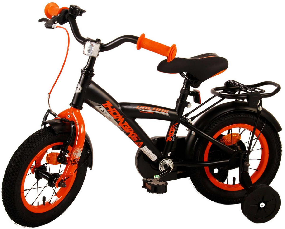 KINDERFAHRRAD Thornbike - Jungen - 12 Zoll - Rücktritt + Handbremse - Schwarz/Orange - Schwarz/Orange, Metall (45cm) - TPFSports