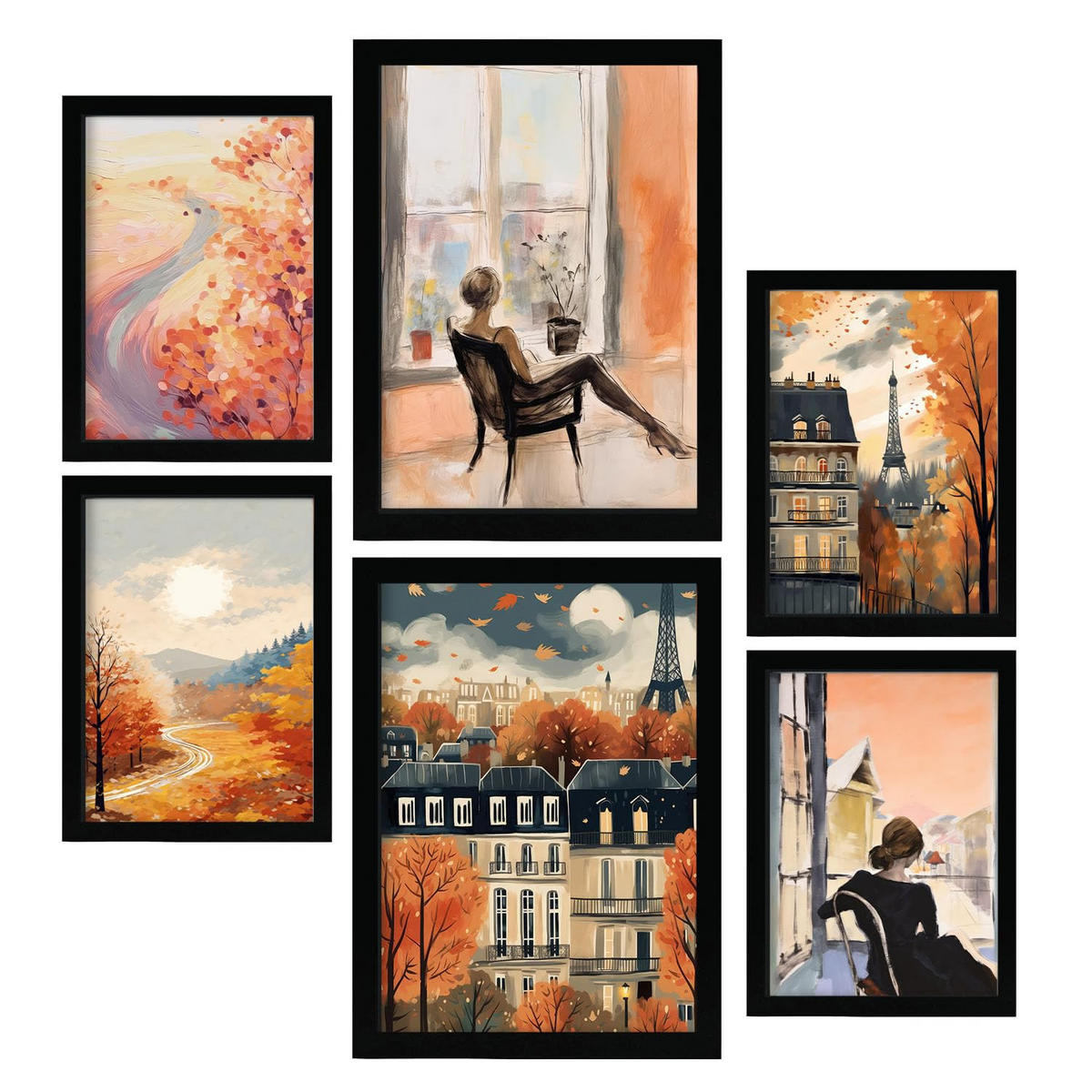 POSTER Set Mit 6 Faszinierende Frau A3 & A4 Schwarzer Rahmen - Schwarz, Papier (29/3cm) - Nacnic