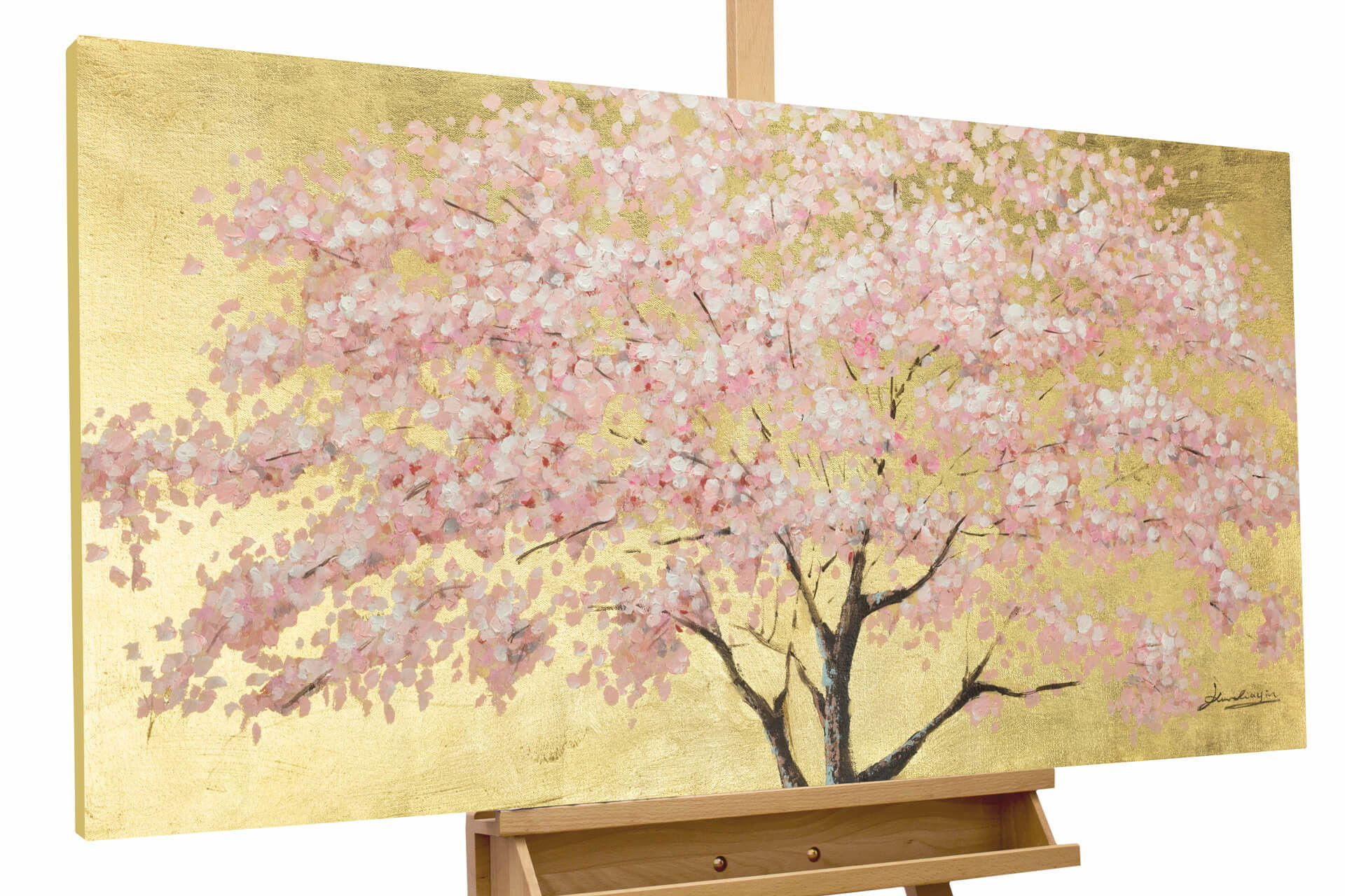 ÖLGEMÄLDE 120/60 cm - Pink/Braun, Holz/Textil (1.88/60cm) - KUNSTLOFT