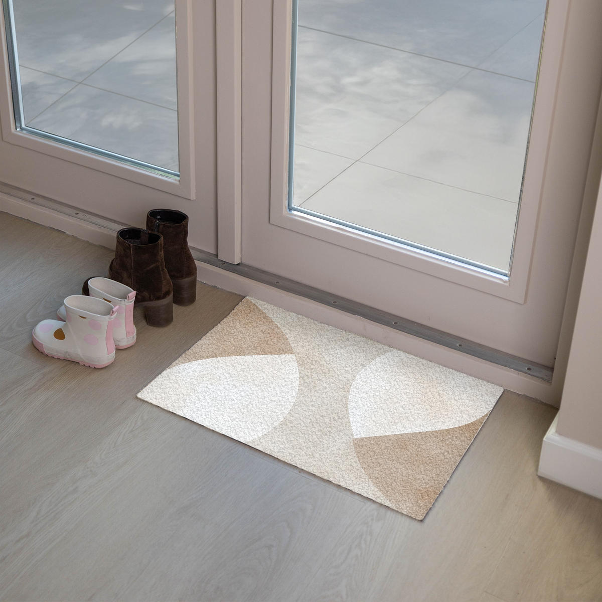 FUSSMATTE Braun - Japandi - Abstrakt 60x40 cm - Beige, Kunststoff (60/0.4cm) - MuchoWow