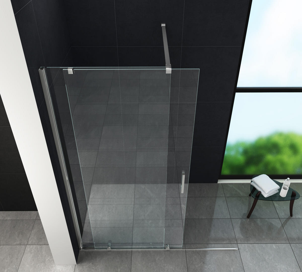 SCHIEBETÜR-DUSCHWAND TRAVERSO Klar 120 x 200 cm 8 mm ESG - Klar, Glas (120/200cm) - Glasdeals