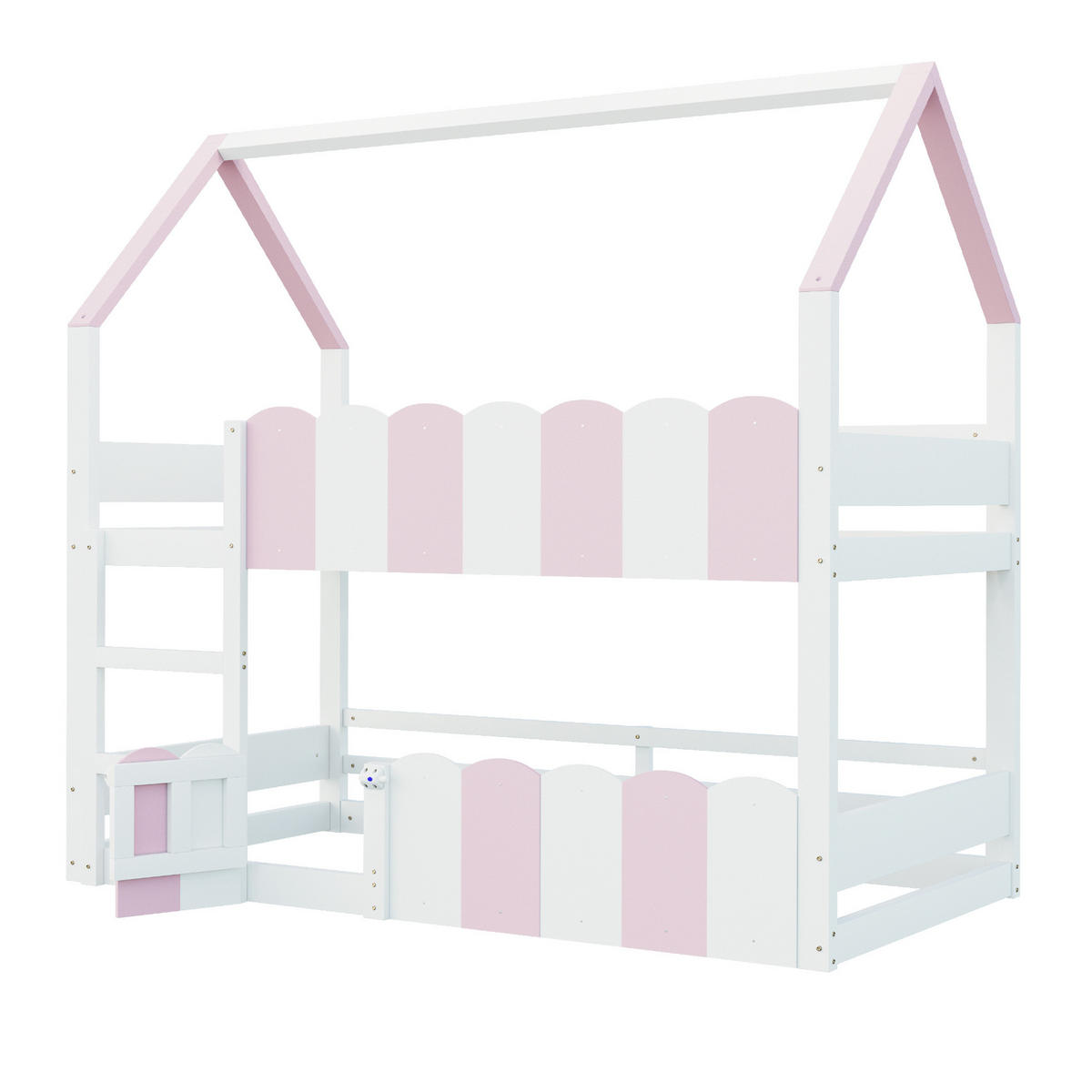 KINDERHOCHBETT 90/200 cm Weiß/Rosa mit Lattenrost - Rosa, Holz (90/200cm) - MIVRAY