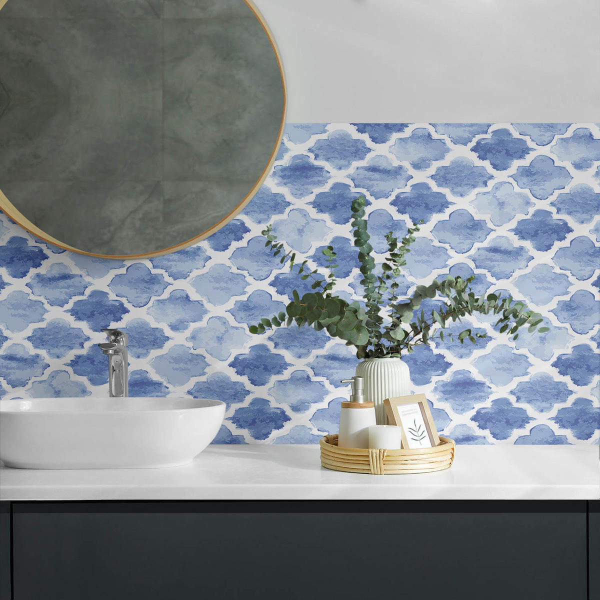 WANDPANEEL 120x60 cm selbstklebend Zanthor - Blau, Kunststoff (60/1.6/120cm) - Wallfluent