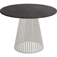 ESSTISCH Naro rund ausziehbar mit Lamellen-Metallgestell in Grau-Beige, Marmor Schwarz 120-200/120/76 cm - Kaschmir/Anthrazit, Holzwerkstoff/Metall (120/120/76cm) - WFL GROUP