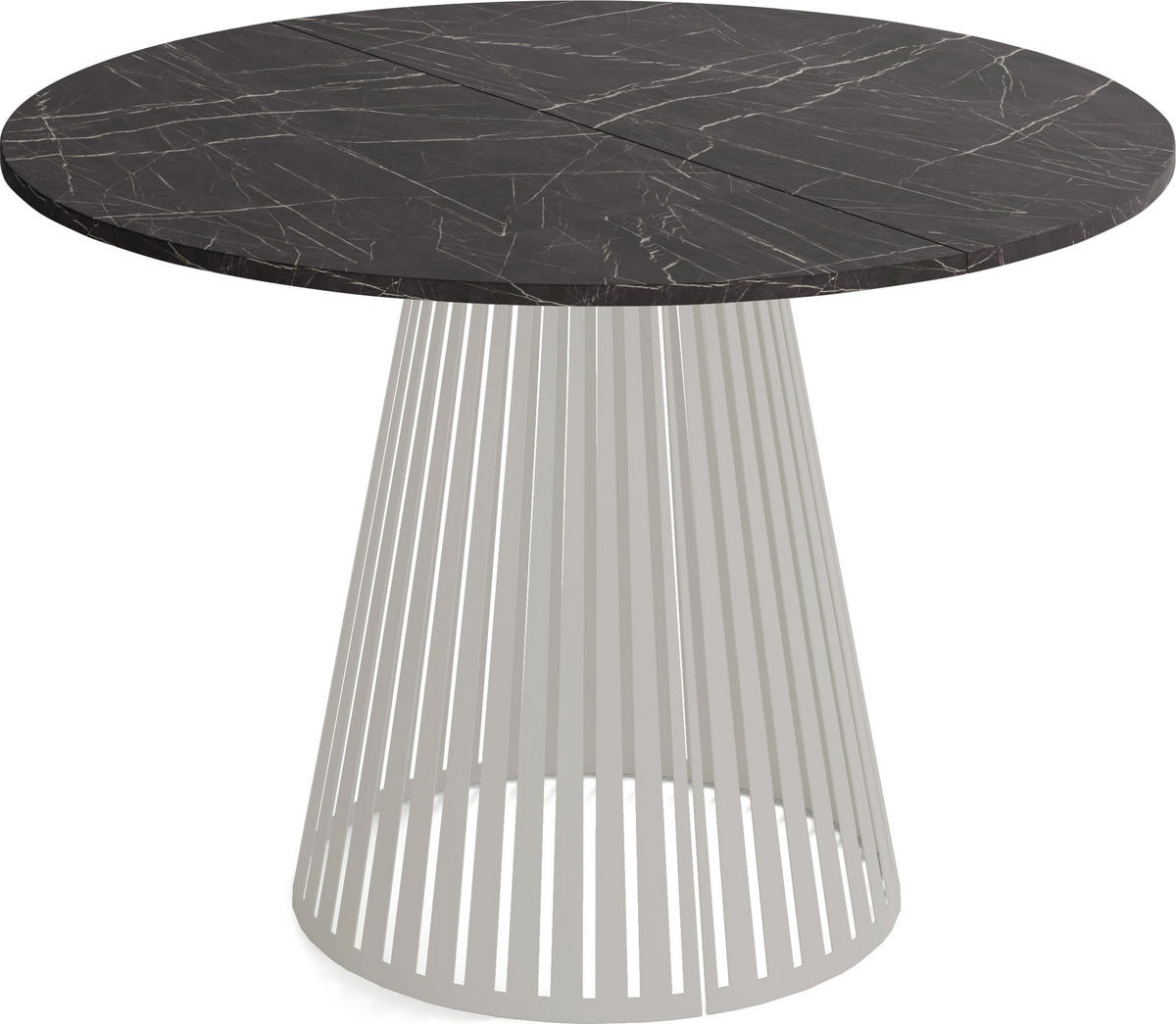 ESSTISCH Naro rund ausziehbar mit Lamellen-Metallgestell in Grau-Beige, Marmor Schwarz 120-200/120/76 cm - Kaschmir/Anthrazit, Holzwerkstoff/Metall (120/120/76cm) - WFL GROUP