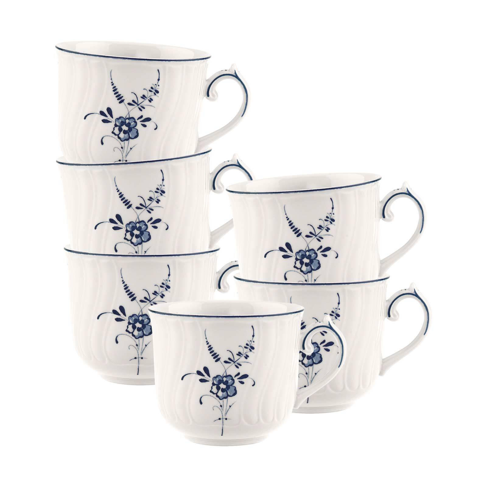 CAPPUCCINOTASSEN Vieux Luxembourg weiß-blau 240 ml 6er Set - Blau/Weiß, Keramik (240L) - Villeroy & Boch