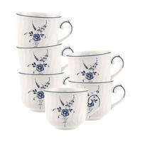 CAPPUCCINOTASSEN Vieux Luxembourg weiß-blau 240 ml 6er Set - Blau/Weiß, Keramik (240L) - Villeroy & Boch