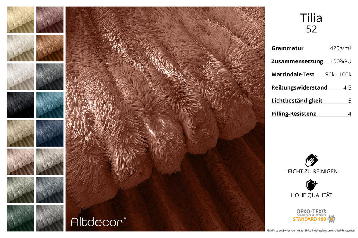 BOXBETT mit Matratze H4 und Lattenrost - TOLO-Z - 120x200 Cord - Ziegelrot - Rostfarben, Holzwerkstoff (120/200cm) - ALTDECOR