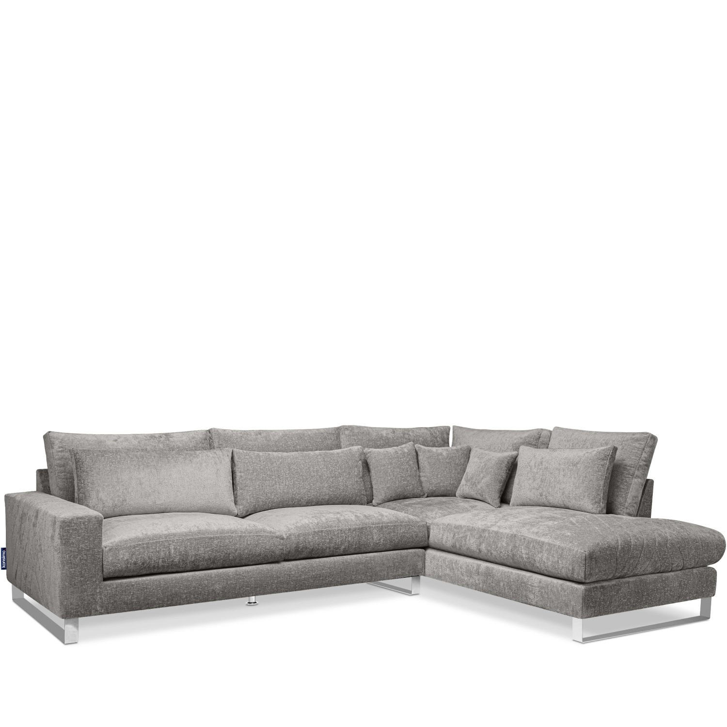 ECKSOFA RECHTS BRENTIS Chenille-Stoff, Hellgrau - Hellgrau, Textil (314/224cm) - KONSIMO®