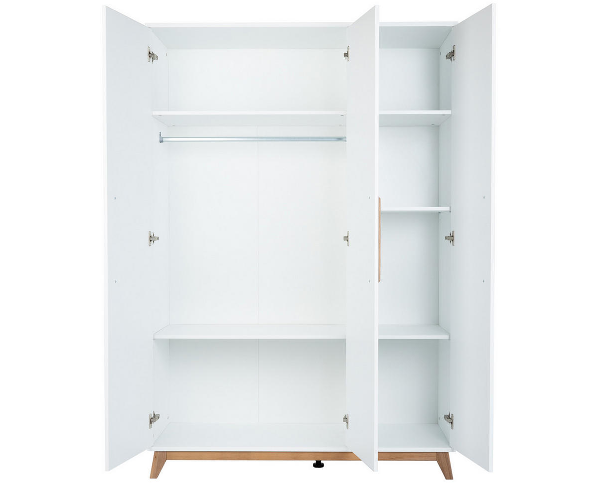 KLEIDERSCHRANK Lina 130/192/51 cm Kreideweiß Soft-Close - Walnussfarben/Weiß, Holz/Holzwerkstoff (130/192/51cm) - arthur berndt