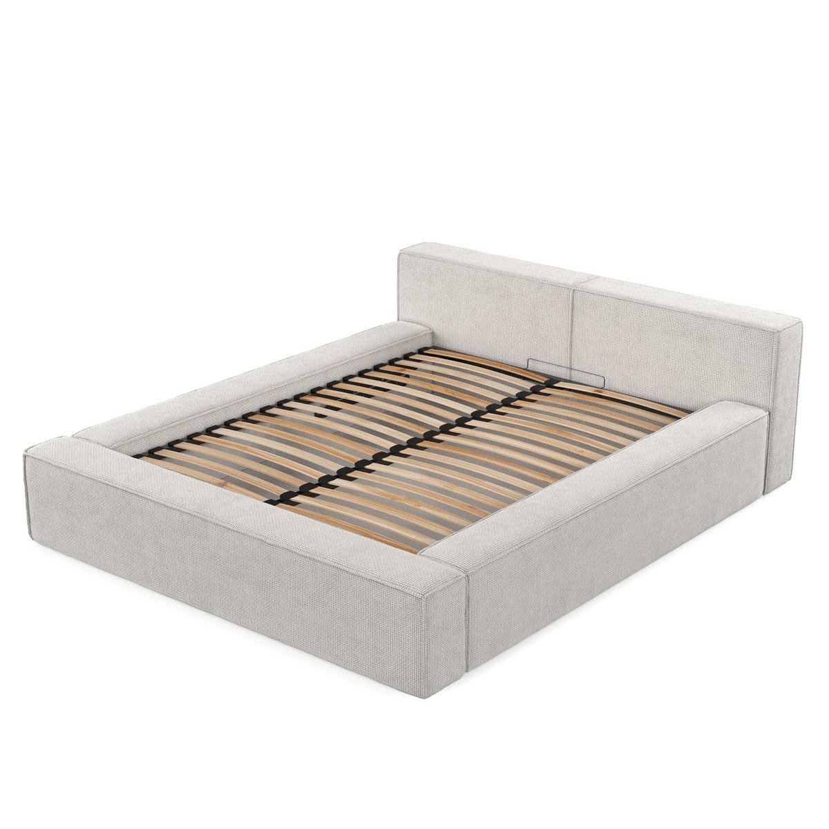 POLSTERBETT Casto mit Stauraum 140/200 cm Creme im Bonita Stoff - Creme/Schwarz, Holz/Holzwerkstoff (140/200cm) - AltaBeds