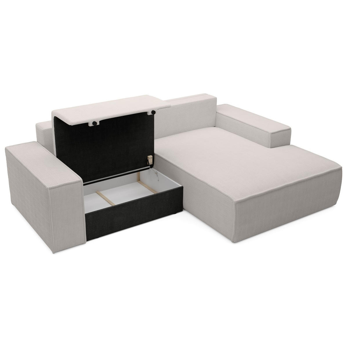 ECKSOFA Farese Mini mit Cordbezug Greige, rechts - Taupe/Schwarz, Textil (240/167cm) - Selsey