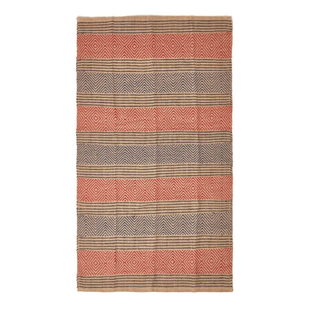 JUTETEPPICH Streifen-Muster 90/150 cm - Multicolor, Naturmaterialien (90/150cm) - Homescapes