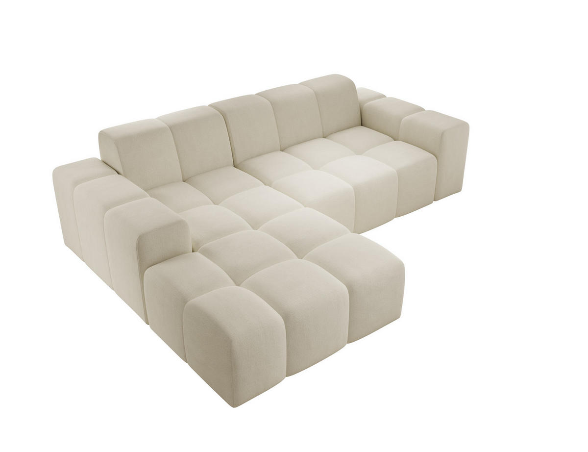 ECKSOFA Fogo ohne Schlaffuktion, L-Form, Sofa Links, Veloursstoff, 245x68x180 cm, Beige - Beige, Holz (180/245cm) - PROMETO Möbel